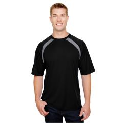A4 Men's Spartan Short Sleeve Color Block Crew Neck T-Shirt