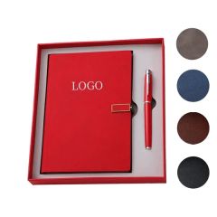 A5 Faux Leather Journal Gift Set With Metal Pen