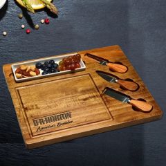 Acacia Charcuterie Cheese Board 5-Piece Dish & Knife Set