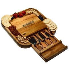 Acacia Charcuterie Cheese Board With 4-Piece Knife Set