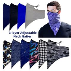 Adjustable 3-Layer Ear Strap Neck Gaiter With Filter Pocket