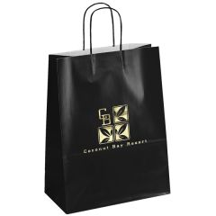 Amber- Gloss Shopper - Black - Foil Print