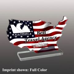 America USA Shaped Acrylic Award - Full Color