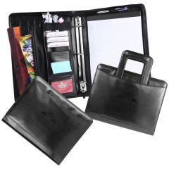 Atlantis Bonded Leather Zippered 1 1/2 Inch 3-Ring Portfolio