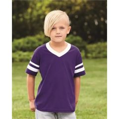 Augusta Sportswear Youth V-Neck Jersey With Striped Sleeves