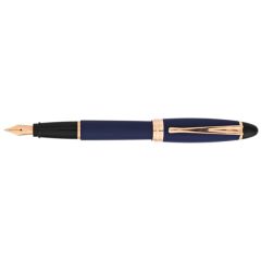 Aurora Ipsilon Satin Blue Fountain Pen Rose Gold Trim