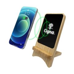 Aurora  Light-Up Bamboo Wireless Charger Stand