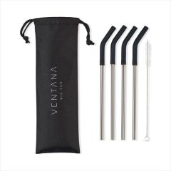 Aviana Poppy 4-Pack Stainless Straw Set
