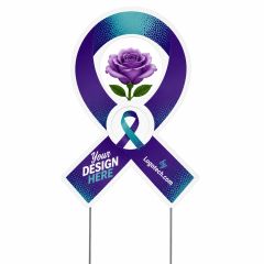 Awareness Ribbon With Flower Pinwheel Yard Sign