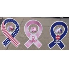 Awareness Ribbon With Flower Pinwheel Yard Sign