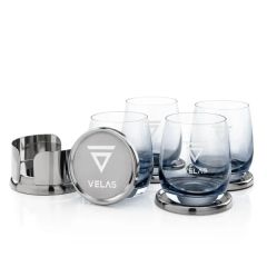 Baldoni Coasters & Soudan Smoke Stemless Wine Set