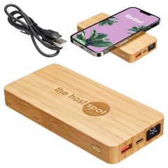 Bamboo 10000 mAh Dual Port Power Bank With 10W Wireless Charg