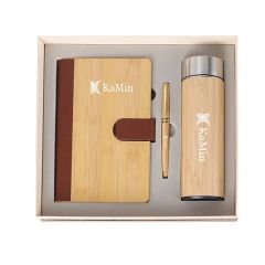 Bamboo 3 Pieces Business Gift Boxnotebook Pen and Tumbler