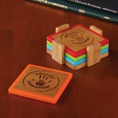 Bamboo And Silicone Coaster Set