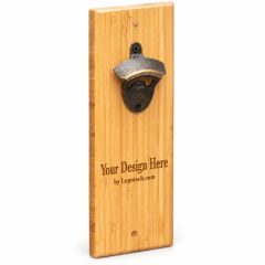 Bamboo Bottle Opener With Magnetic Catch