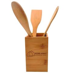 Bamboo Box With 3 Cooking Utensils