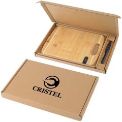 Bamboo Cutting Board With Knife Gift Set