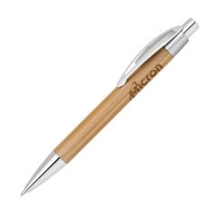 Bamboo-I Retractable Eco-Friendly Pens With Chrome Trims
