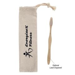 Bamboo-Made Toothbrush In Cotton Carrying Pouch