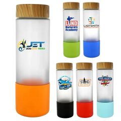 Bamboo Pattern 22 Oz Full Color Frosted Glass Grip Bottle