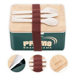 Bamboo Suqare Rectangle Bento Box Lunch Set With Utensils