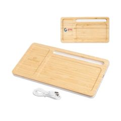 Bamboo Wireless Charging Pad Desktop Organizer