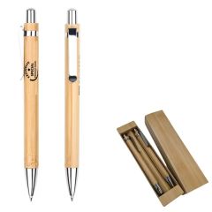 Bamboo Wooden Handle Ballpoint Pen Office Supplies Set