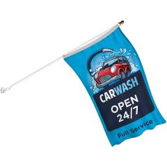 Banner Kit With 3 Ft X 5 Ft Flag and White Bracket