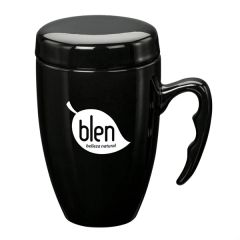 Barco Ceramic Mug W/ Lid - 14 Oz