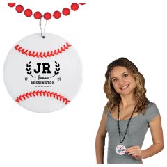 Baseball Medallion With Beaded Necklace Non Light Up