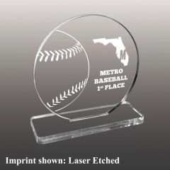 Baseball Themed Acrylic Award - Laser Etched