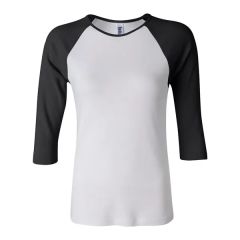 Bella Canvas Women's 1 X 1 Baby Rib Raglan Three-Quarter