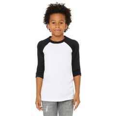 Bella + Canvas Youth Three-Quarter Sleeve Baseball T-Shirt