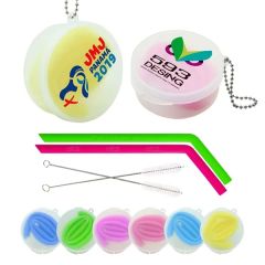 Bent Silicone Straws With Round Box