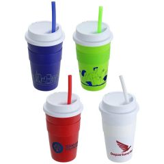 Bistro 14 Oz Coffee Cup With Silicone Sleeve Straw