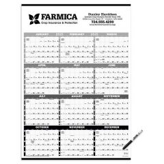 Black & White Time Management Span-A-Year Laminated W/Marker