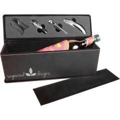 Black Leatherette Single Wine Box W/ Tools