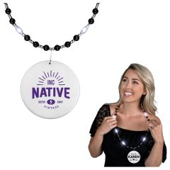 Black Tie Light Beads With Medallion
