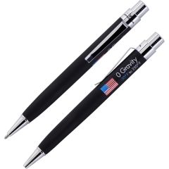 Black Zero Gravity Fisher Space Pen With Chrome Accts US Flag Imprint
