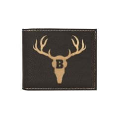 Black/Gold Leatherette Bifold Wallets With Flip ID