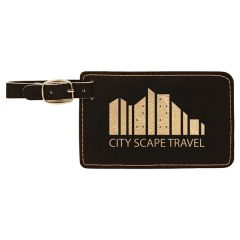 Black/Gold Leatherette Luggage Tag
