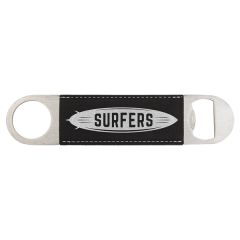 Black/Silver Leatherette Bottle Opener