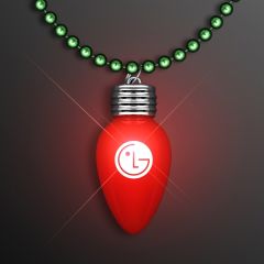 Blinking Red Bulb Christmas Charm On Green Beads
