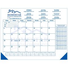 Blue 12 Month Desk Calendar With Two Corners