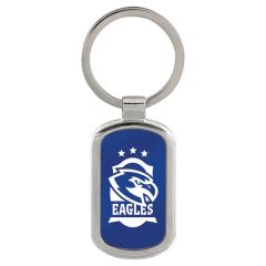 Blue Laserable Metal Rectangle Keychain