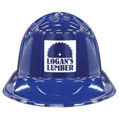 Blue Plastic Construction Helmet W/ Custom Direct Pad Print