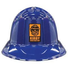 Blue Plastic Construction Helmet W/Custom Printed Paper Icon