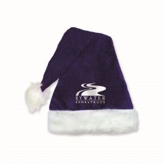 Blue Velvet Santa Hats W/Plush Trim W/ Direct Screen Print
