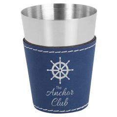 Blue/Silver 2 Oz Leatherette & Stainless Steel Shot Glass