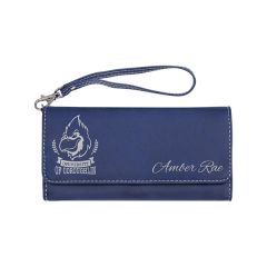 Blue/Silver Leatherette Wallet With Strap